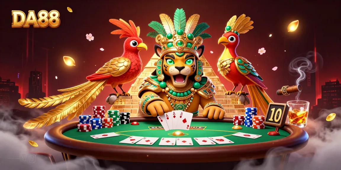 Engage with DA88’s vibrant poker scene featuring Mayan culture-inspired elements.