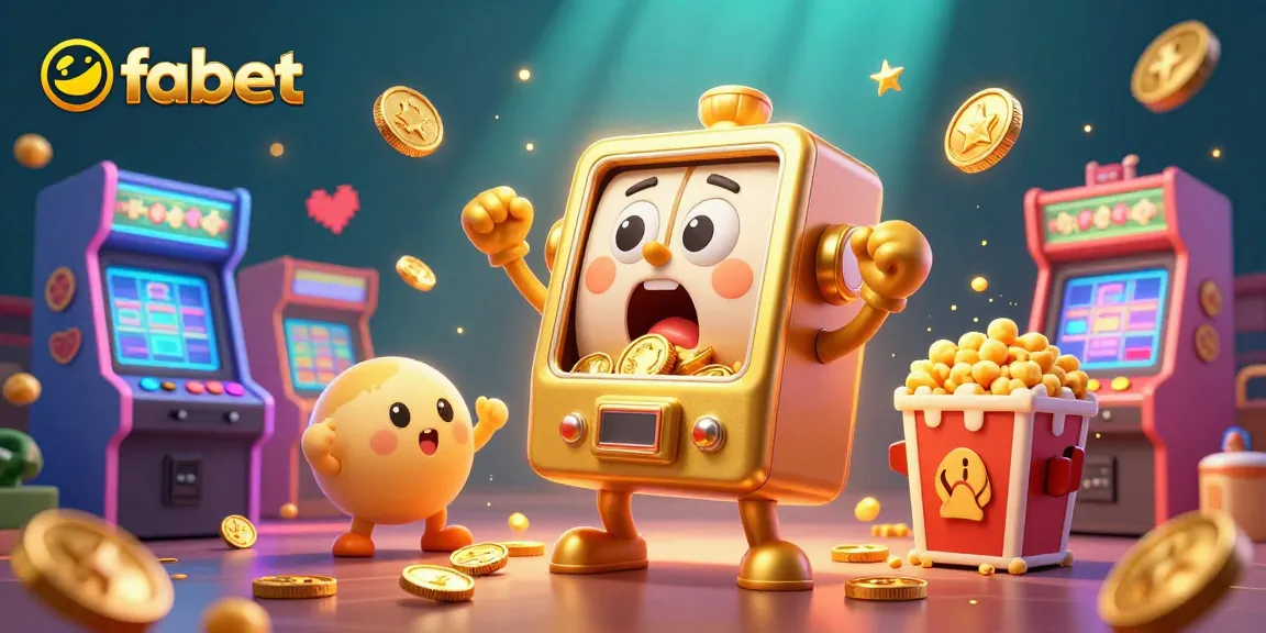 Experience the fabet golden slot machine hitting a jackpot amidst cheering baby slots and casino elements.