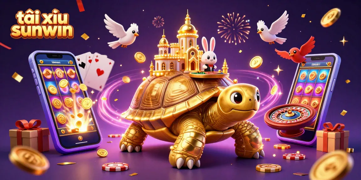 Experience exciting gameplay with tài xỉu sunwin in this colorful 3D casino illustration.