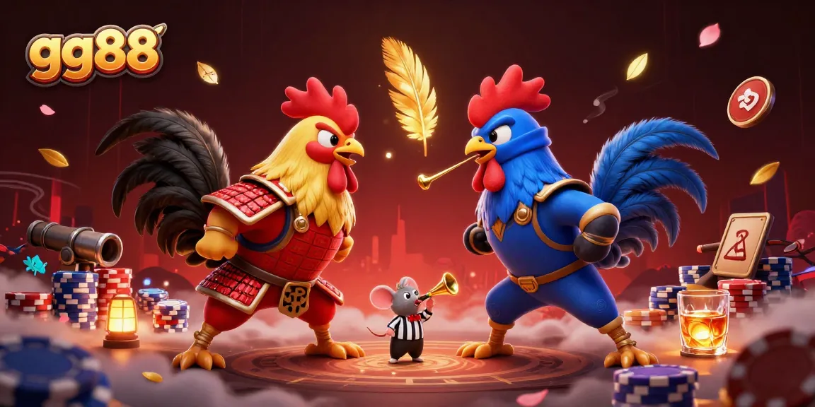 Experience the thrilling fish shooting game gg88 with roosters in combat and colorful sea creatures.