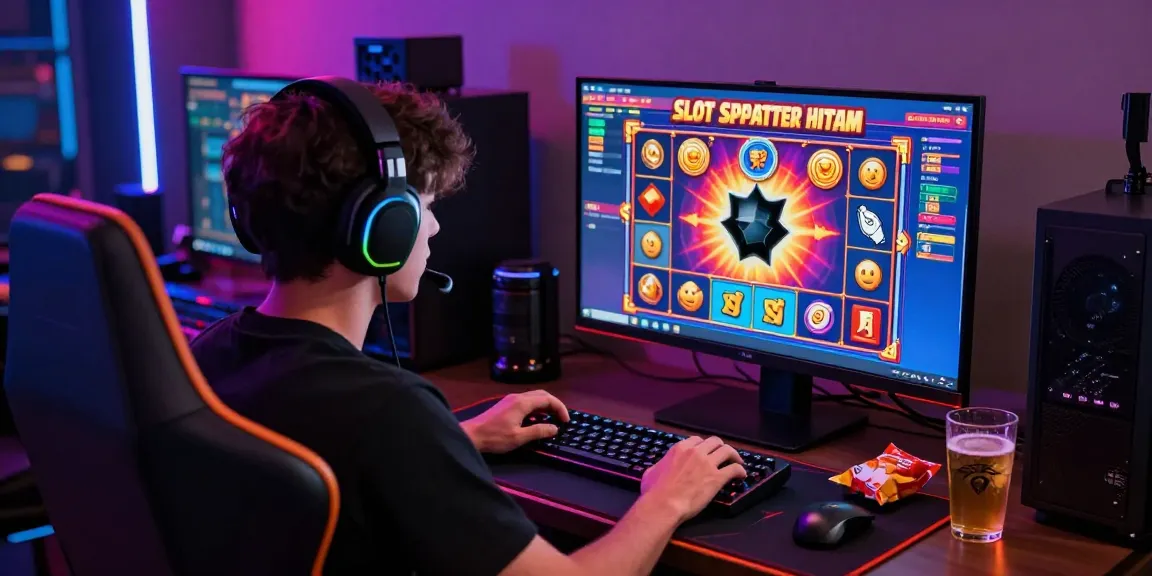 Player experiencing Slot Scatter Hitam game, winning with vibrant graphics and black scatter symbol.