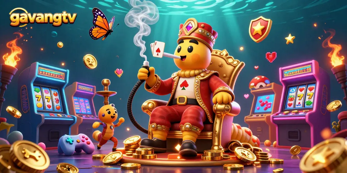 Experience thrilling gaming with gavangtv's vibrant casino scene featuring enchanting characters and lively slot machines.