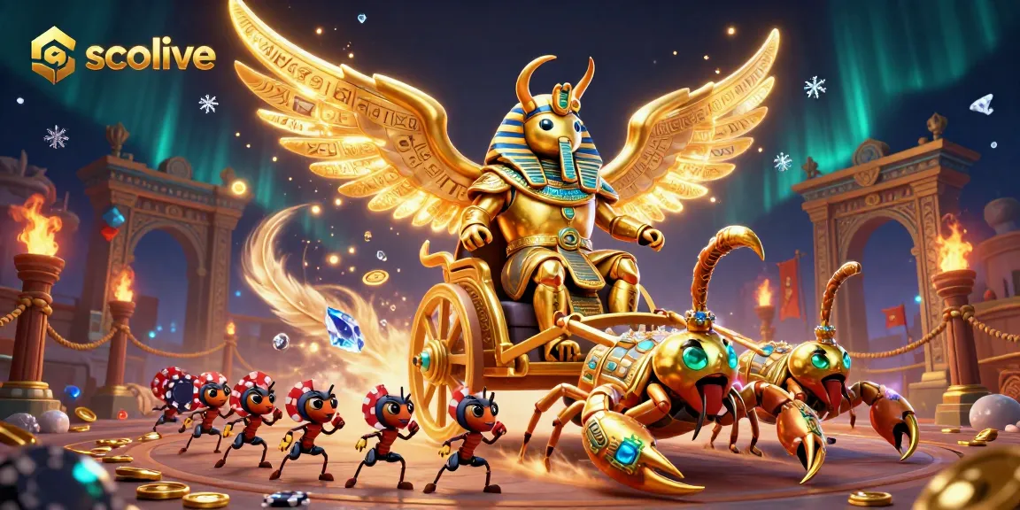 Socolive offers thrilling online gambling experiences with golden symbols, scorpions, and poker chips in a vibrant atmosphere.