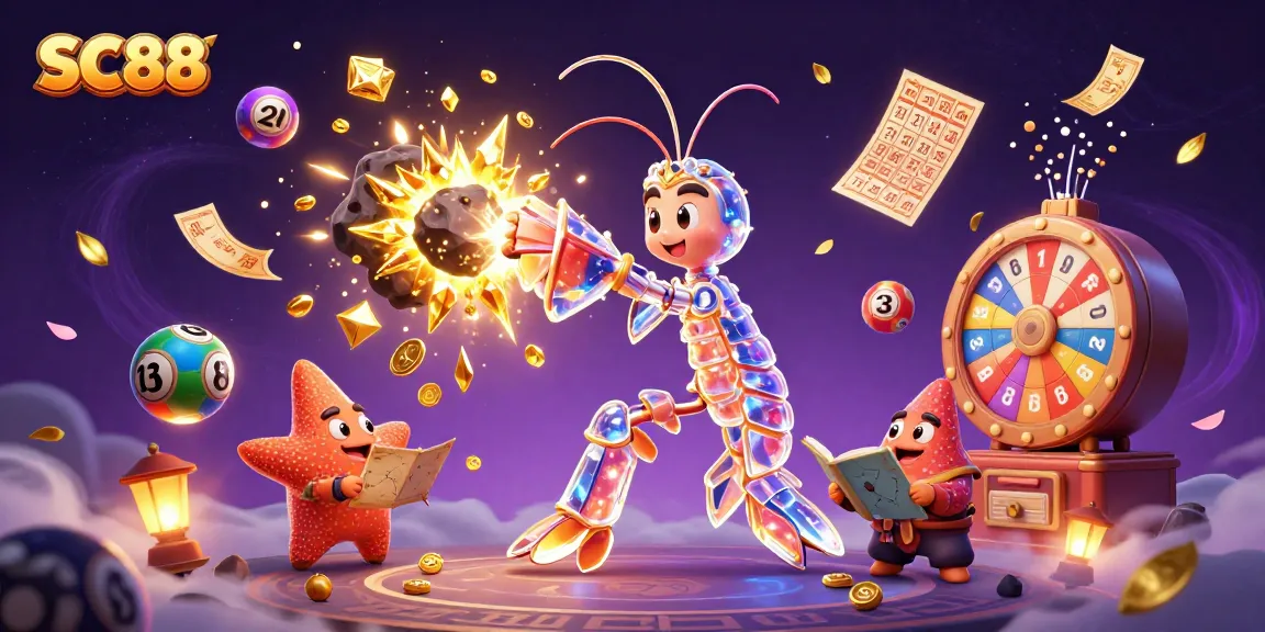 Engage with SC88's exciting gaming experience featuring vibrant lottery elements and 3D characters.