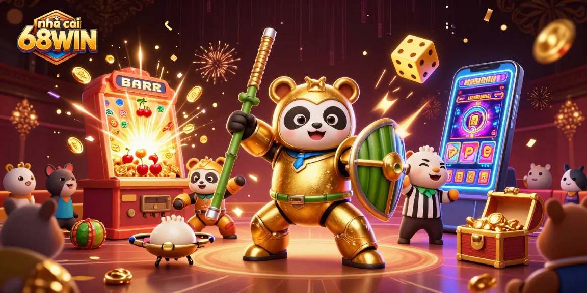 Experience luxury gaming at nhà cái 68WIN with vibrant casino scenes and dynamic action.