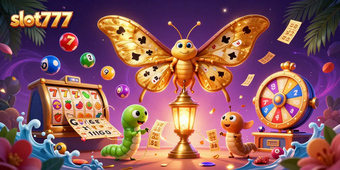 Experience the thrill of slot777 gameplay with vibrant 3D illustrations showcasing dynamic lottery elements.