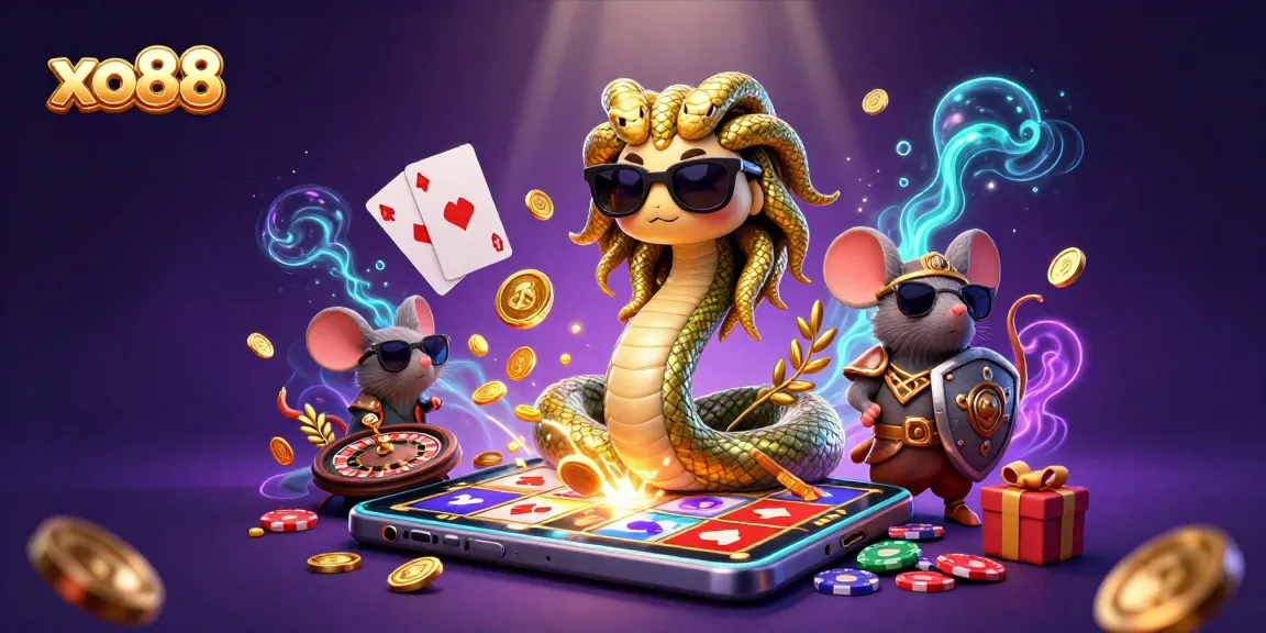 Spin the reels with xo88's vibrant casino characters in a magical 3D illustration.