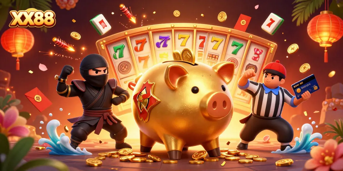 Experience thrilling games and big wins at XX88, featuring cartoon characters in a vibrant gambling scene.