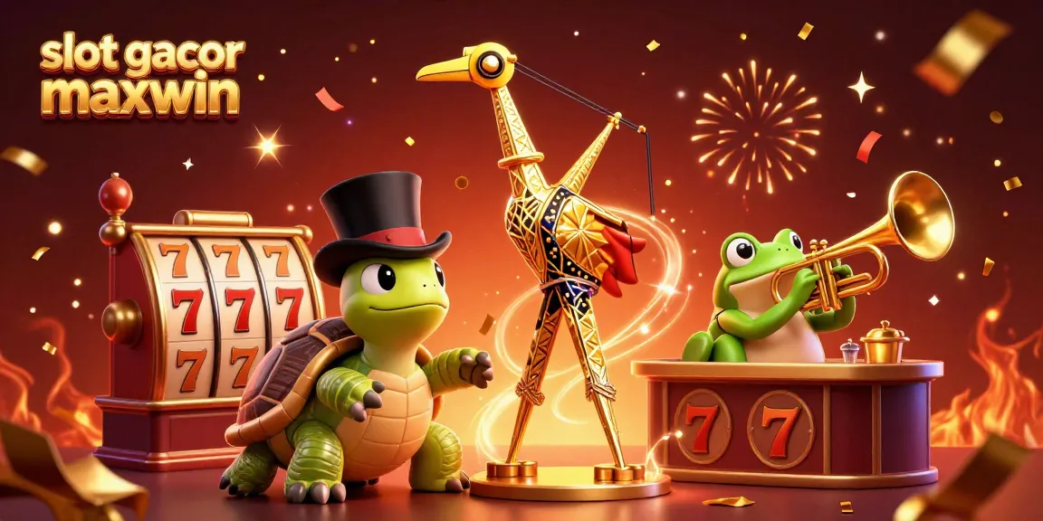 Experience slot gacor maxwin wins in a vibrant 3D casino illustration filled with adventure.