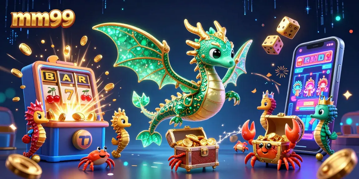 Engage with mm99's thrilling casino adventures featuring an elegant sea dragon and royal seahorse guardians.