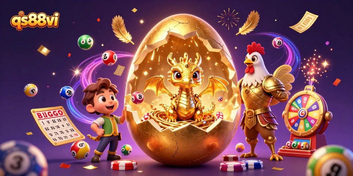 Experience thrilling wins at qs88vi with a golden dragon guarding poker chips amidst lottery excitement.
