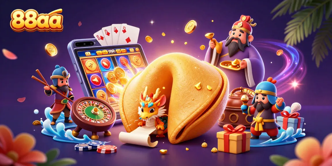 Engage with exciting slot games and exclusive offers at 88aa with a vibrant, fun illustration.