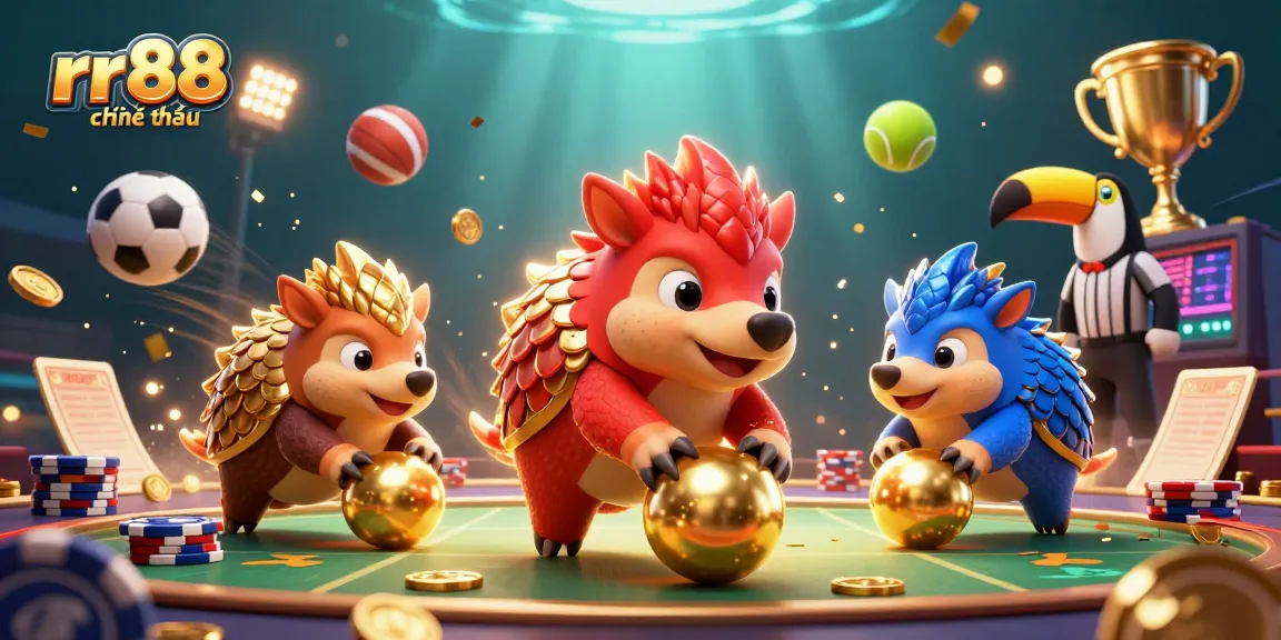 Engaging depiction of rr88 chính thức with a competitive pangolin game, showcasing dynamic action and vibrant elements.