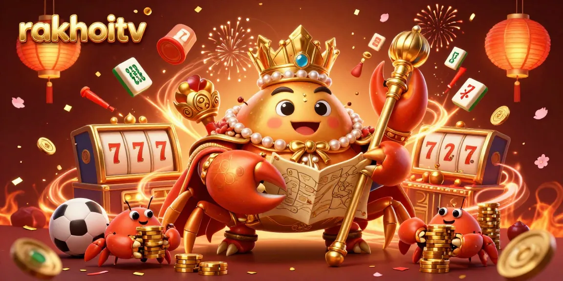 Experience the thrilling atmosphere of rakhoitv with a golden crab emperor ruler amidst a bustling gambling scene.