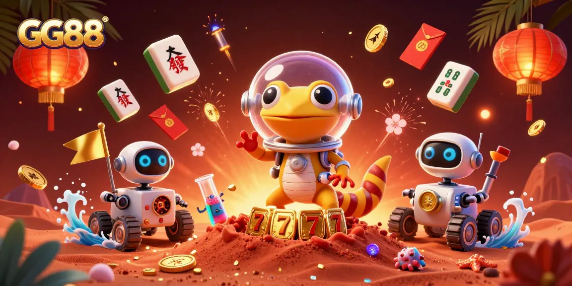 Explore GG88’s vibrant online casino scene with animated characters, games, and festive elements.