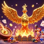 Experience the excitement of winning at Hay88 with a dynamic casino illustration showcasing games and golden rewards.